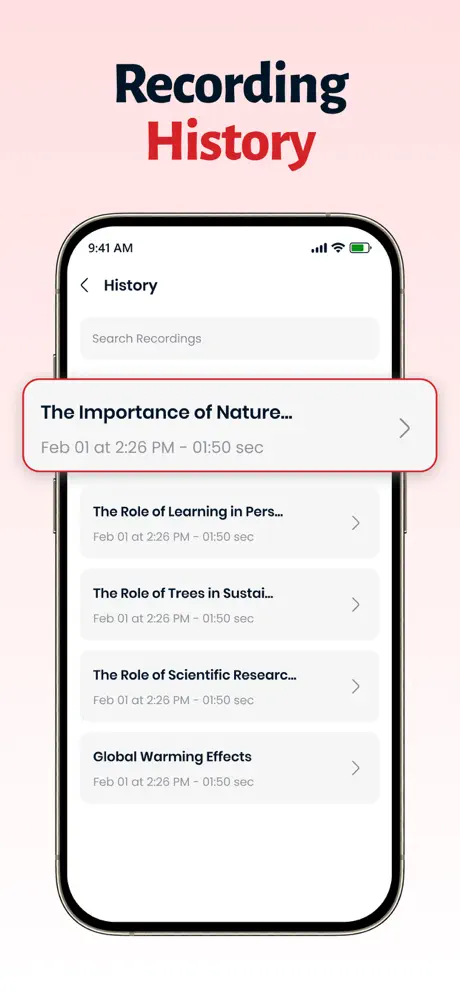 Brain Dump recording history with searchable past voice notes — Brain Dump AI Voice Messaging Platform